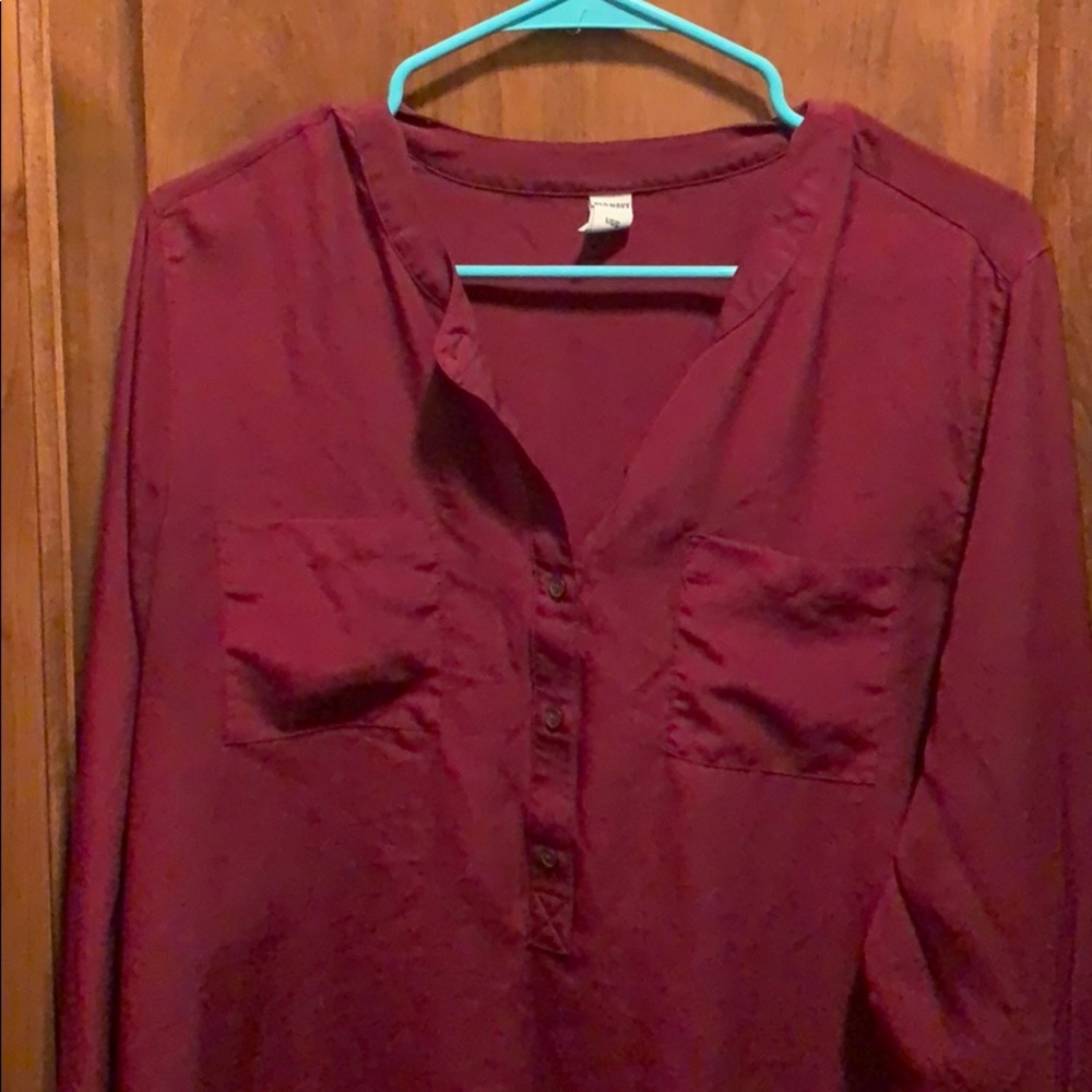 Half button up maroon dress shirt